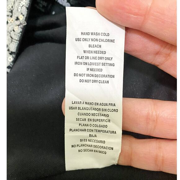 MyMichelle Black Silver Floral Sequin Strapless Dress Womens size L - Picture 7 of 8